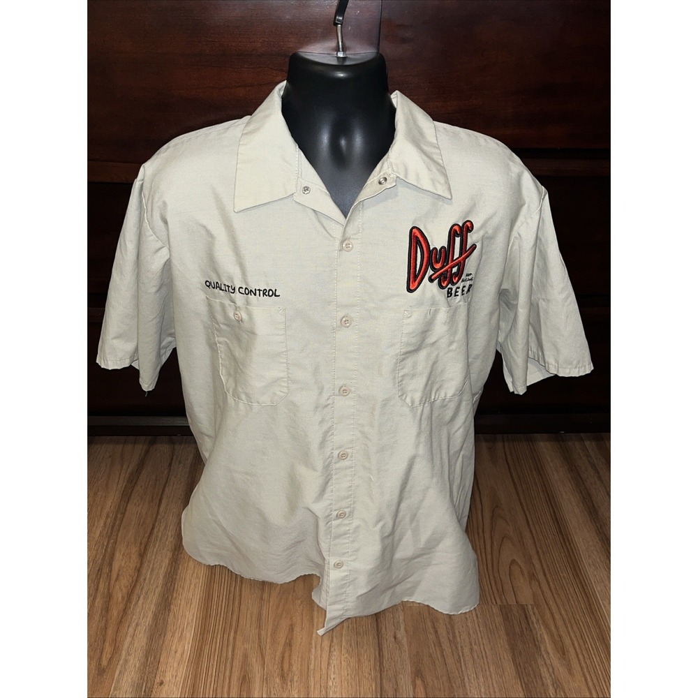 Universal Studios Park The Simpsons Quality Control Duff Beer Work Shirt Sz XXL